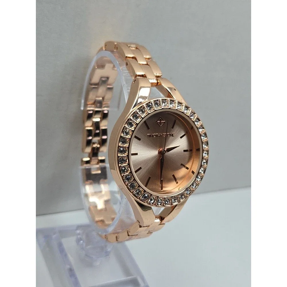 Timothy Stone Joliet Womens Rose Gold Swarovski Crystal Quartz Watch New Battery